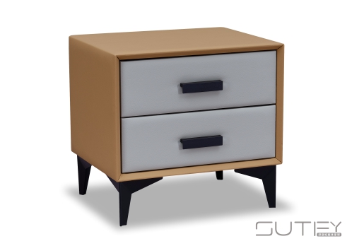 SC03床頭柜（AK1794橙色皮+AK136灰白色皮）